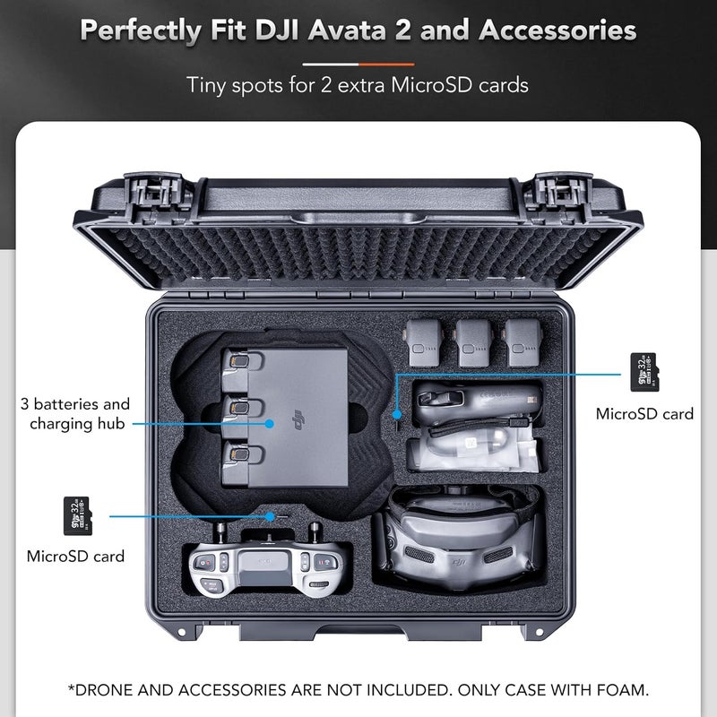 Lykus Titan AT200 Waterproof Hard Case for DJI Avata 2,Goggles 3(Not N3),RC Motion 3,FPV Remote Controller 3, Support Up to 7 batteries [CASE ONLY] - Image 3